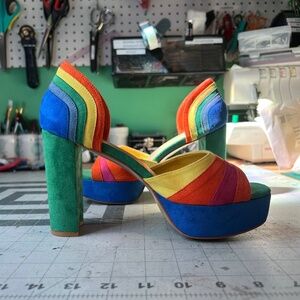 Rainbow Suede 1940s Style Platforms